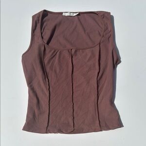 LUSH Earth tone Sleeveless Ribbed Top NWOT